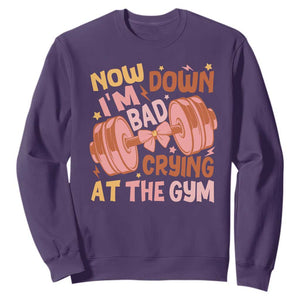 Gymer Sweatshirt Down Bad Crying At The Gym Groovy Bow Coquette TS09 Purple Print Your Wear