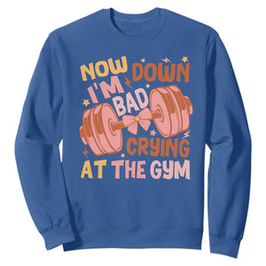 Gymer Sweatshirt Down Bad Crying At The Gym Groovy Bow Coquette TS09 Royal Blue Print Your Wear