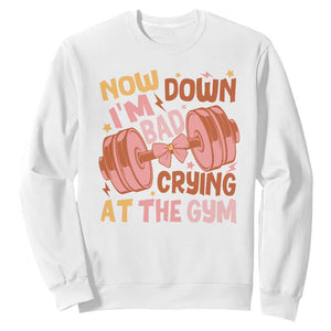 Gymer Sweatshirt Down Bad Crying At The Gym Groovy Bow Coquette TS09 White Print Your Wear