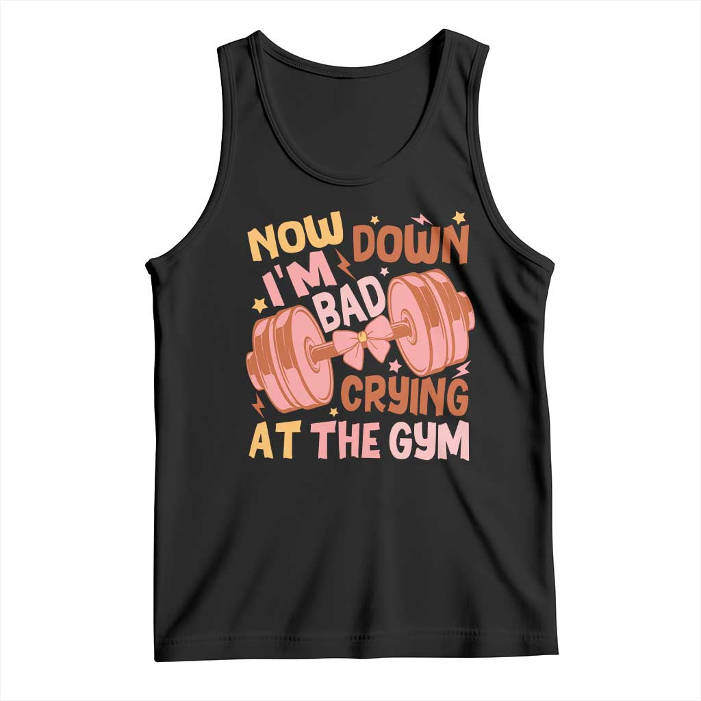 Gymer Tank Top Down Bad Crying At The Gym Groovy Bow Coquette TS09 Black Print Your Wear