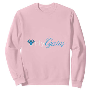 Funny Gymer Sweatshirt Only Gains Fitness TS09 Light Pink Print Your Wear