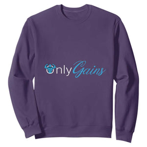 Funny Gymer Sweatshirt Only Gains Fitness TS09 Purple Print Your Wear