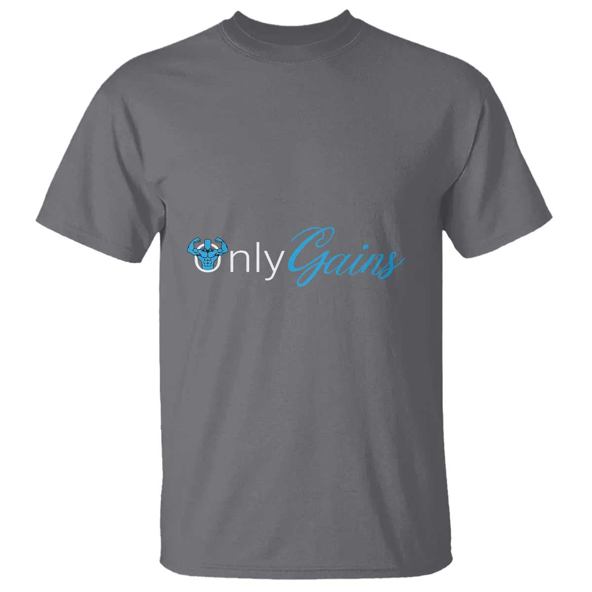 Funny Gymer T Shirt Only Gains Fitness TS09 Charcoal Print Your Wear
