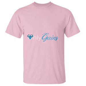 Funny Gymer T Shirt Only Gains Fitness TS09 Light Pink Print Your Wear