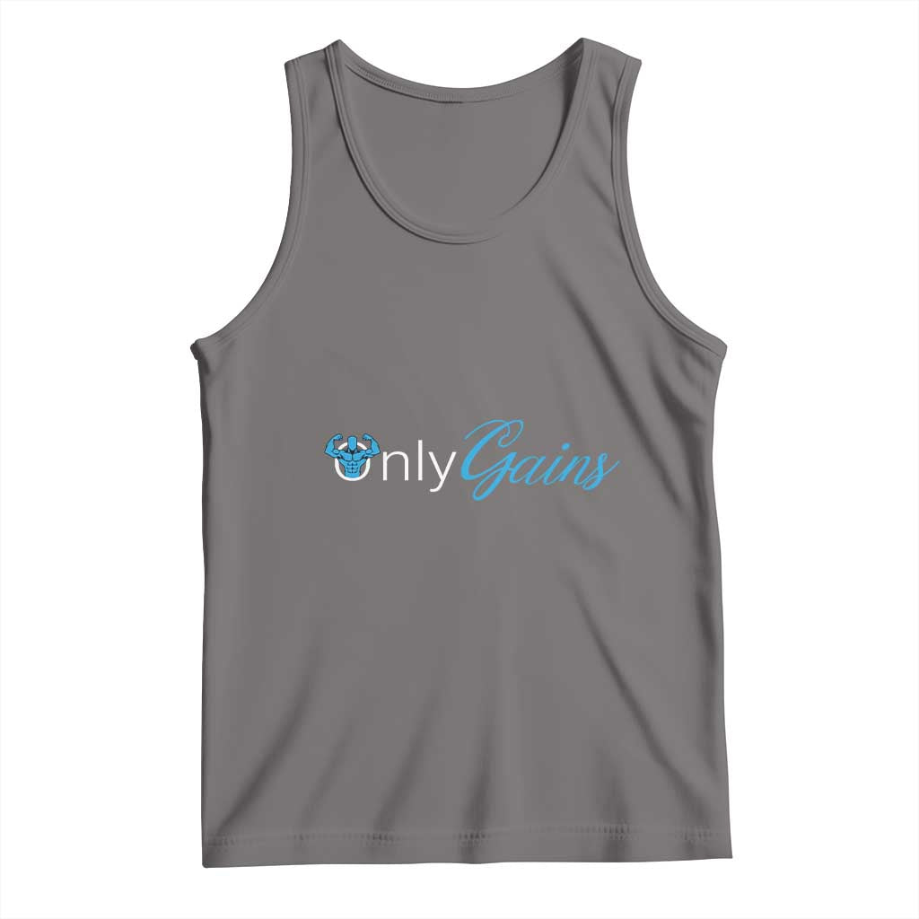 Funny Gymer Tank Top Only Gains Fitness TS09 Deep Heather Print Your Wear