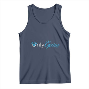 Funny Gymer Tank Top Only Gains Fitness TS09 Navy Print Your Wear