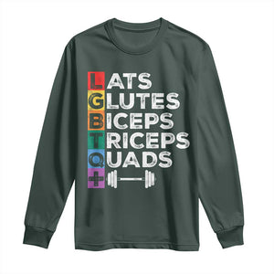 LGBTQ Gymer Long Sleeve Shirt Lats Glutes Biceps Triceps Quads TS09 Dark Forest Green Print Your Wear