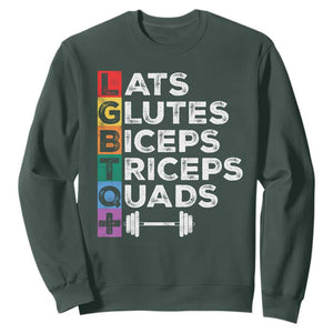 LGBTQ Gymer Sweatshirt Lats Glutes Biceps Triceps Quads TS09 Dark Forest Green Print Your Wear