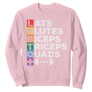 LGBTQ Gymer Sweatshirt Lats Glutes Biceps Triceps Quads TS09 Light Pink Print Your Wear