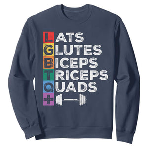 LGBTQ Gymer Sweatshirt Lats Glutes Biceps Triceps Quads TS09 Navy Print Your Wear