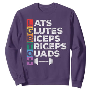 LGBTQ Gymer Sweatshirt Lats Glutes Biceps Triceps Quads TS09 Purple Print Your Wear