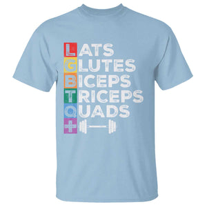 LGBTQ Gymer T Shirt Lats Glutes Biceps Triceps Quads TS09 Light Blue Print Your Wear