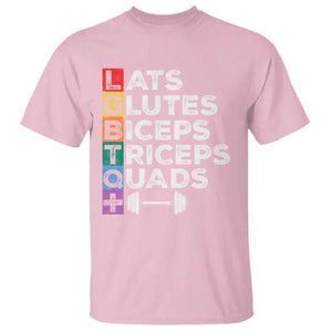 LGBTQ Gymer T Shirt Lats Glutes Biceps Triceps Quads TS09 Light Pink Print Your Wear