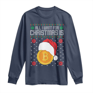 Funny All I Want For Christmas Is Bitcoin Long Sleeve Shirt TS09 Navy Print Your Wear