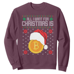 Funny All I Want For Christmas Is Bitcoin Sweatshirt TS09 Maroon Print Your Wear