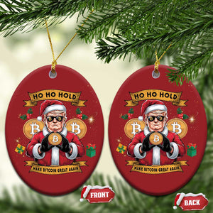 Funny Xmas Bitcoin Christmas Ornament Ho Ho Hold Merry Crypto Santa Trump TS09 Oval Red Print Your Wear