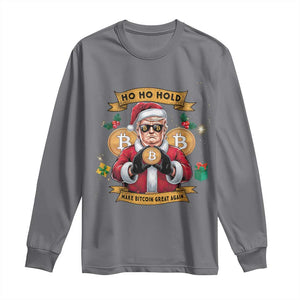 Funny Christmas Bitcoin Long Sleeve Shirt Ho Ho Hold Merry Crypto Santa Trump TS09 Charcoal Print Your Wear