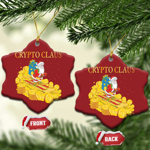 Funny Christmas Bitcoin Crypto Claus Christmas Ornament TS09 Snow Flake Red Print Your Wear