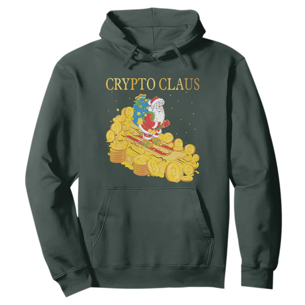 Funny Christmas Bitcoin Crypto Claus Hoodie TS09 Dark Forest Green Print Your Wear