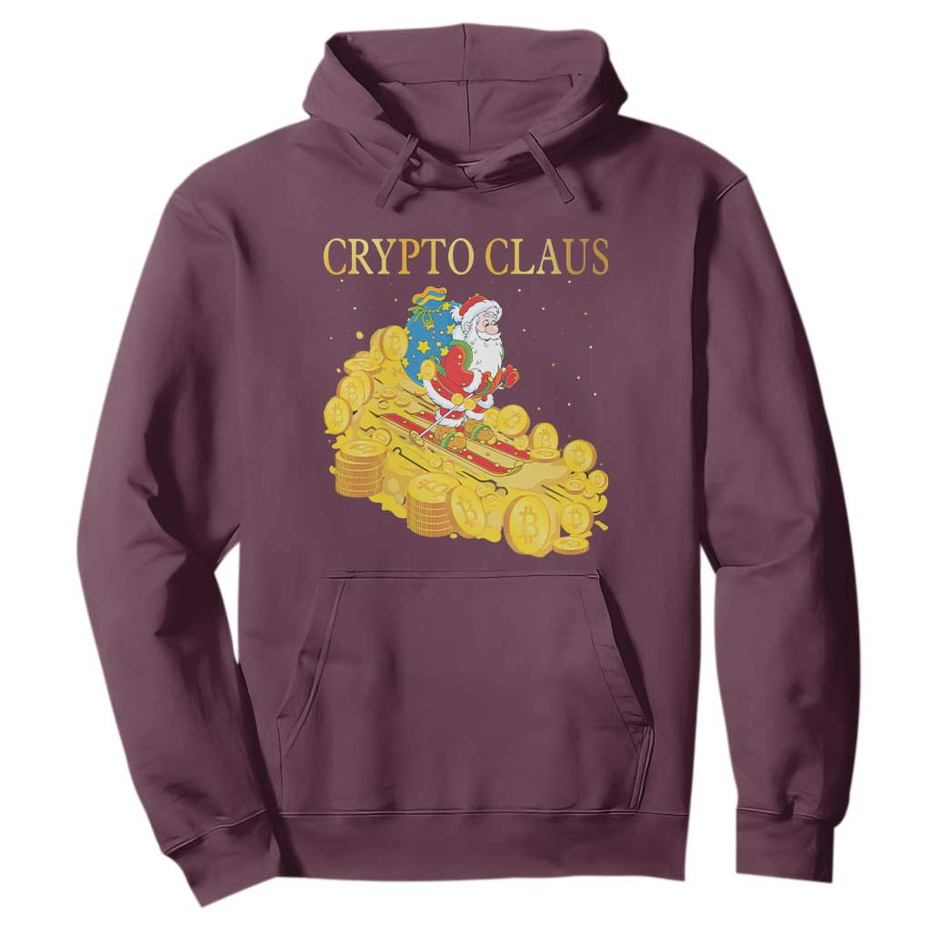 Funny Christmas Bitcoin Crypto Claus Hoodie TS09 Maroon Print Your Wear
