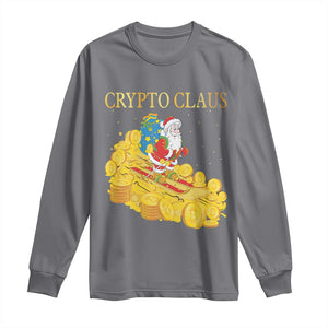 Funny Christmas Bitcoin Crypto Claus Long Sleeve Shirt TS09 Charcoal Print Your Wear