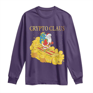 Funny Christmas Bitcoin Crypto Claus Long Sleeve Shirt TS09 Purple Print Your Wear