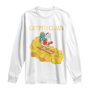 Funny Christmas Bitcoin Crypto Claus Long Sleeve Shirt TS09 White Print Your Wear