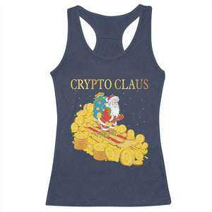 Funny Christmas Bitcoin Crypto Claus Racerback Tank Top TS09 Navy Print Your Wear