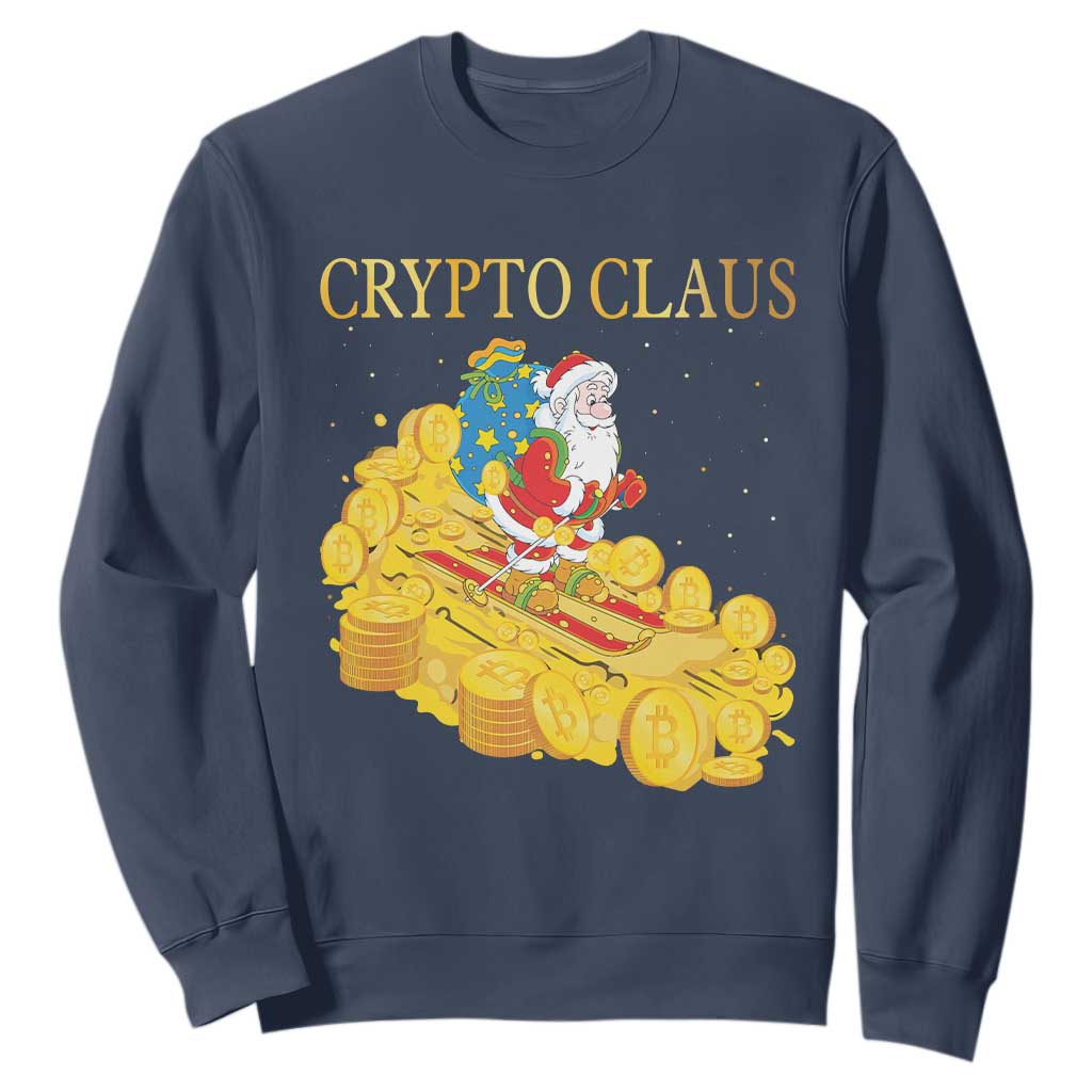 Funny Christmas Bitcoin Crypto Claus Sweatshirt TS09 Navy Print Your Wear