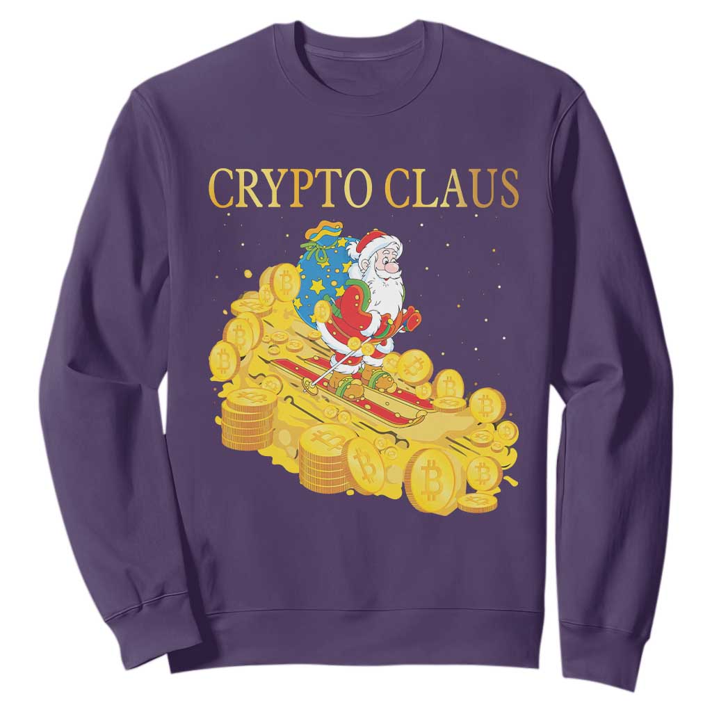 Funny Christmas Bitcoin Crypto Claus Sweatshirt TS09 Purple Print Your Wear
