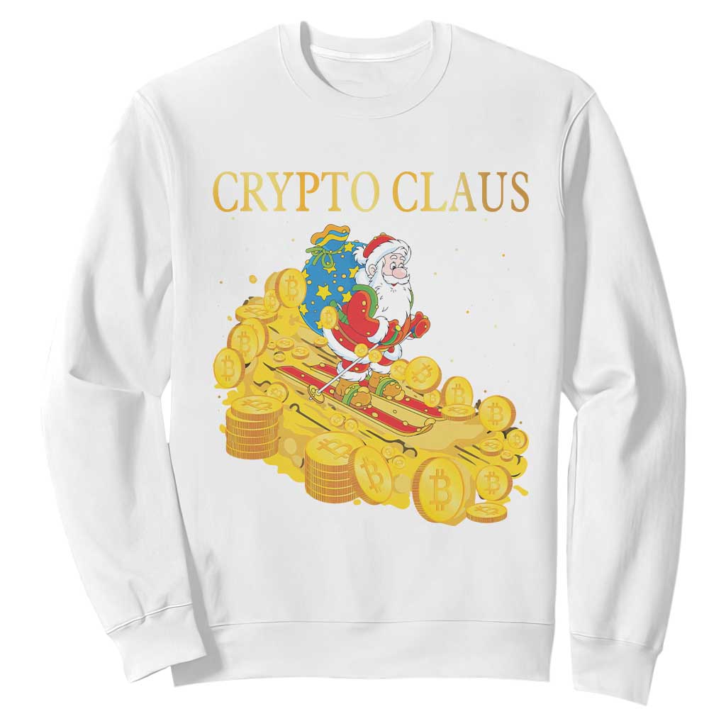 Funny Christmas Bitcoin Crypto Claus Sweatshirt TS09 White Print Your Wear