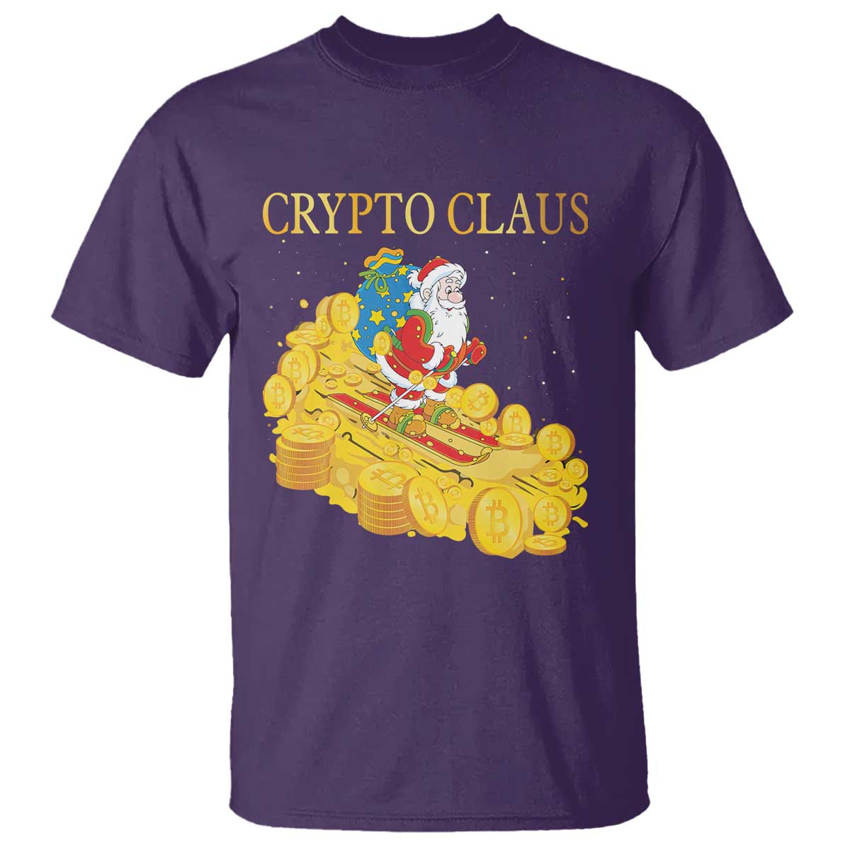 Funny Christmas Bitcoin Crypto Claus T Shirt TS09 Purple Print Your Wear