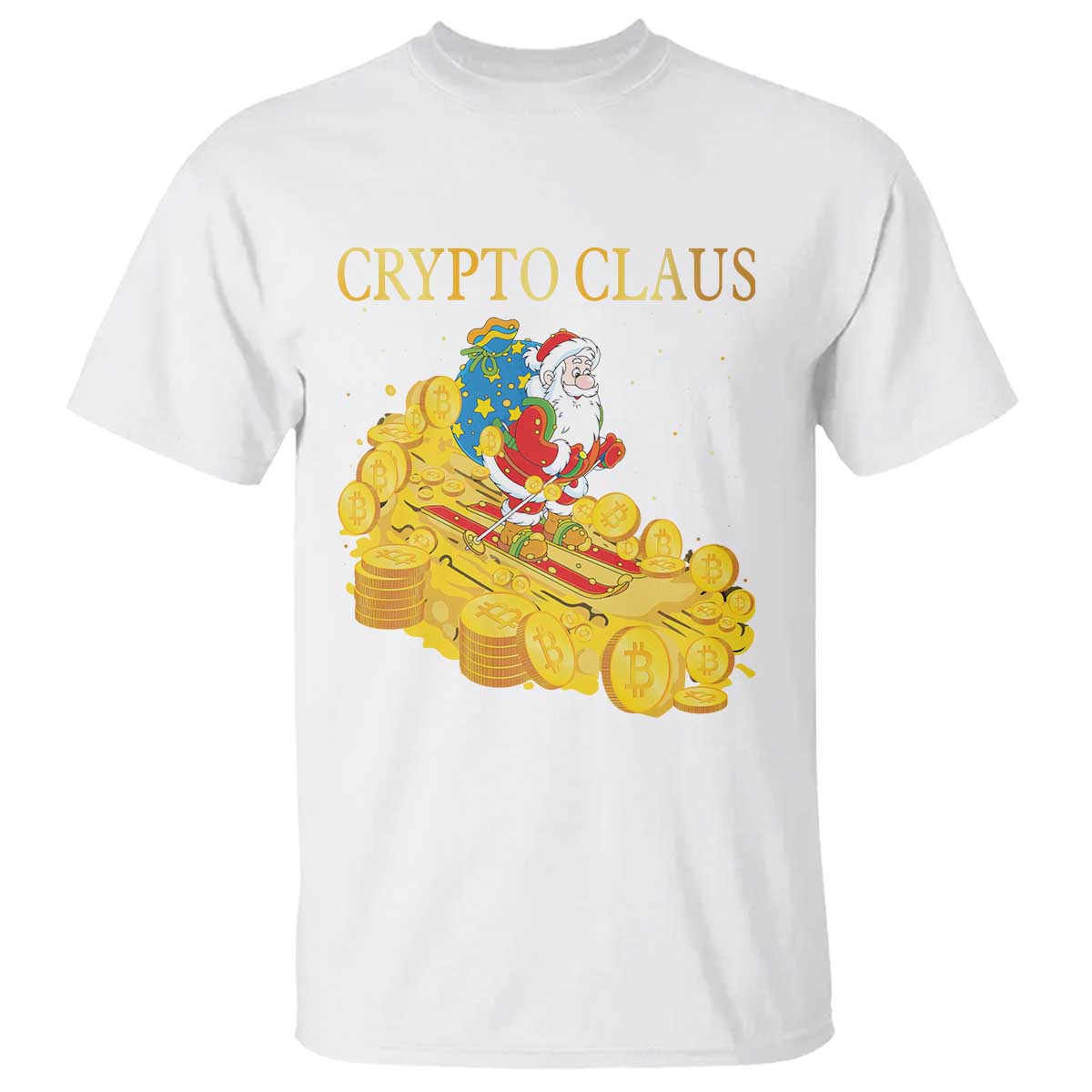 Funny Christmas Bitcoin Crypto Claus T Shirt TS09 White Print Your Wear