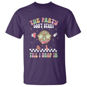 The Party Don't Start Till I Drop In Boujee Disco Ball Retro Groovy T Shirt TS09 Purple Printyourwear