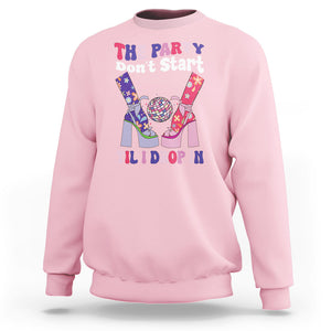 The Party Don't Start Till I Drop In Boujee Disco Ball Retro Groovy Sweatshirt TS09 Light Pink Printyourwear