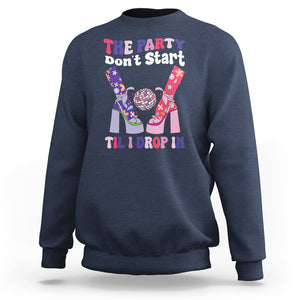 The Party Don't Start Till I Drop In Boujee Disco Ball Retro Groovy Sweatshirt TS09 Navy Printyourwear