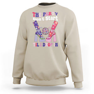 The Party Don't Start Till I Drop In Boujee Disco Ball Retro Groovy Sweatshirt TS09 Sand Printyourwear