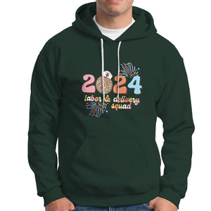 Groovy 2024 Disco Ball and Delivery Squad New Years Eve Hoodie TS09 Dark Forest Green Printyourwear