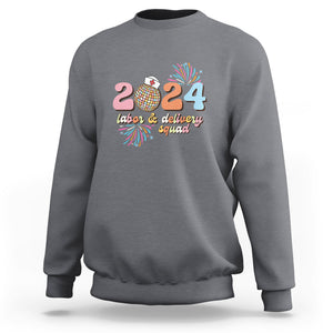 Groovy 2024 Disco Ball and Delivery Squad New Years Eve Sweatshirt TS09 Charcoal Printyourwear