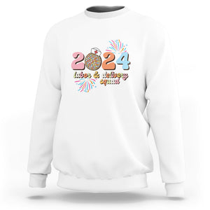 Groovy 2024 Disco Ball and Delivery Squad New Years Eve Sweatshirt TS09 White Printyourwear