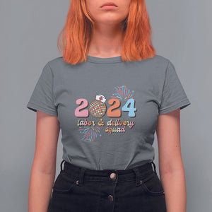 Groovy 2024 Disco Ball and Delivery Squad New Years Eve T Shirt For Women TS09 Charcoal Printyourwear