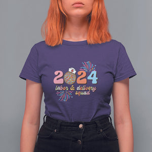 Groovy 2024 Disco Ball and Delivery Squad New Years Eve T Shirt For Women TS09 Purple Printyourwear