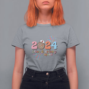 Groovy 2024 Disco Ball and Delivery Squad New Years Eve T Shirt For Women TS09 Sport Gray Printyourwear