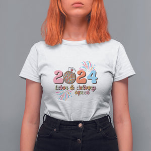 Groovy 2024 Disco Ball and Delivery Squad New Years Eve T Shirt For Women TS09 White Printyourwear