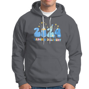 Retro 2024 Labor and Delivery Unit Nurse New Years Eve Rn Np Hoodie TS09 Charcoal Printyourwear