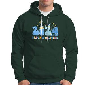 Retro 2024 Labor and Delivery Unit Nurse New Years Eve Rn Np Hoodie TS09 Dark Forest Green Printyourwear