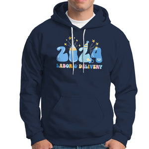 Retro 2024 Labor and Delivery Unit Nurse New Years Eve Rn Np Hoodie TS09 Navy Printyourwear