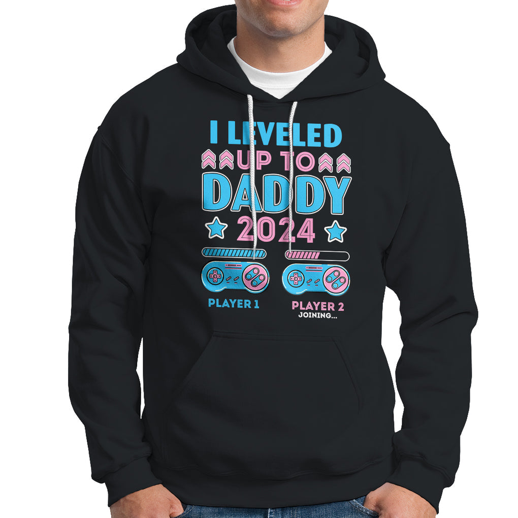 I Leveled Up To Daddy 2024 Funny Soon To Be Dad Hoodie TS09 Black Printyourwear