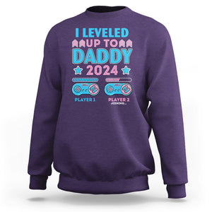 I Leveled Up To Daddy 2024 Funny Soon To Be Dad Sweatshirt TS09 Purple Printyourwear