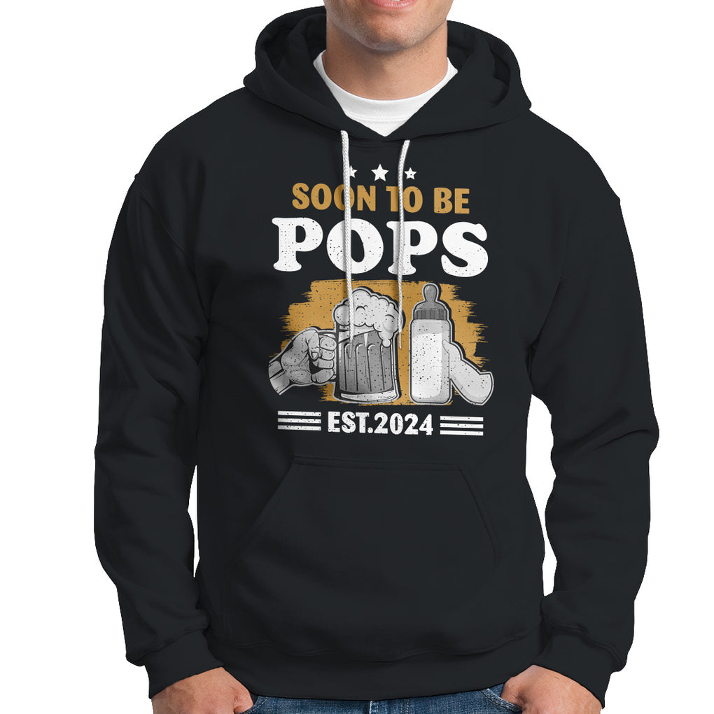 Soon to be Pops 2024 New Daddy Announcement Hoodie TS09 Black Printyourwear